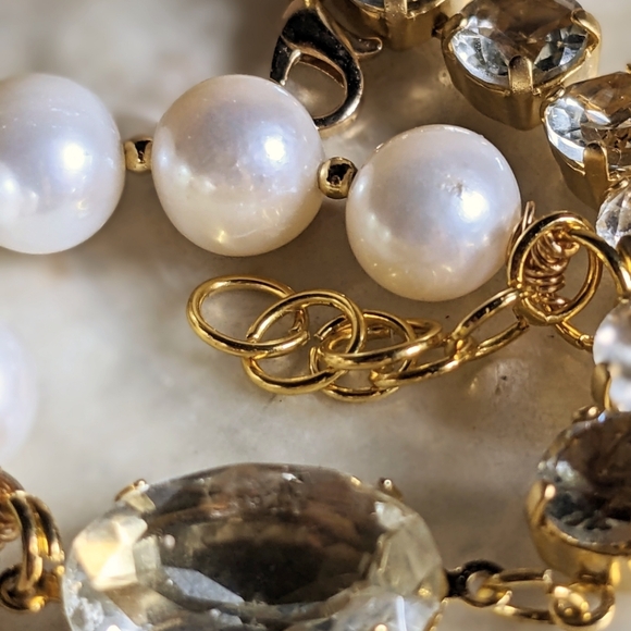 21 Carats Natural Prasiolite/ Green Amethyst and White Baroque Pearl Bracelet - Picture 6 of 6